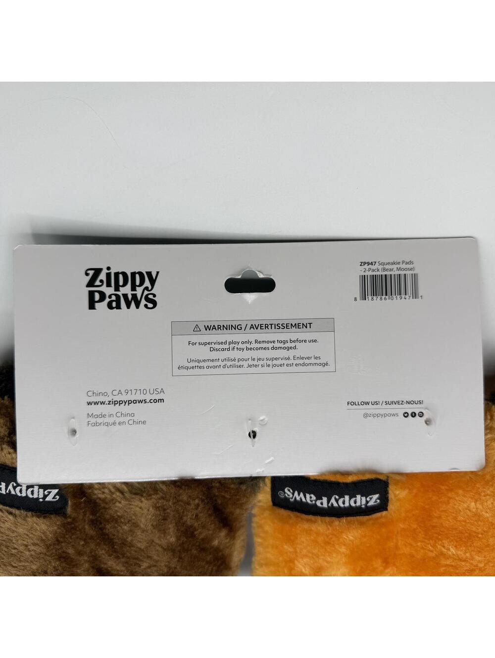ZippyPaws Squeakie Pads 2 Pack Bear and Moose Squeaky Dog Toys Zippy Paws - Picture 6 of 6